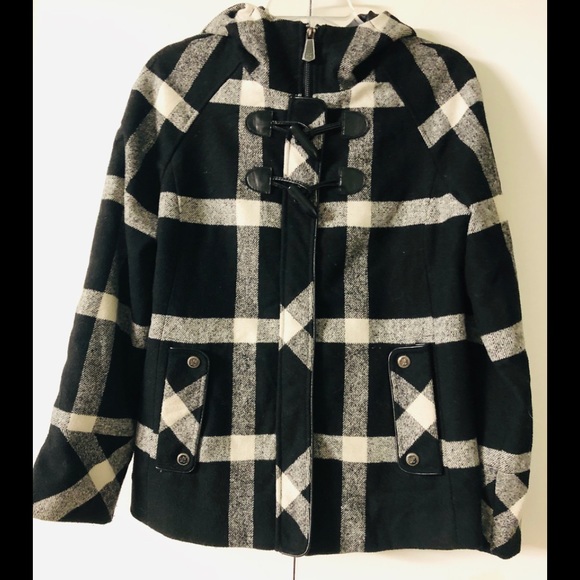 WALLFLOWER Jacket M Hooded Polyester/Wool black white pockets - Picture 7 of 12